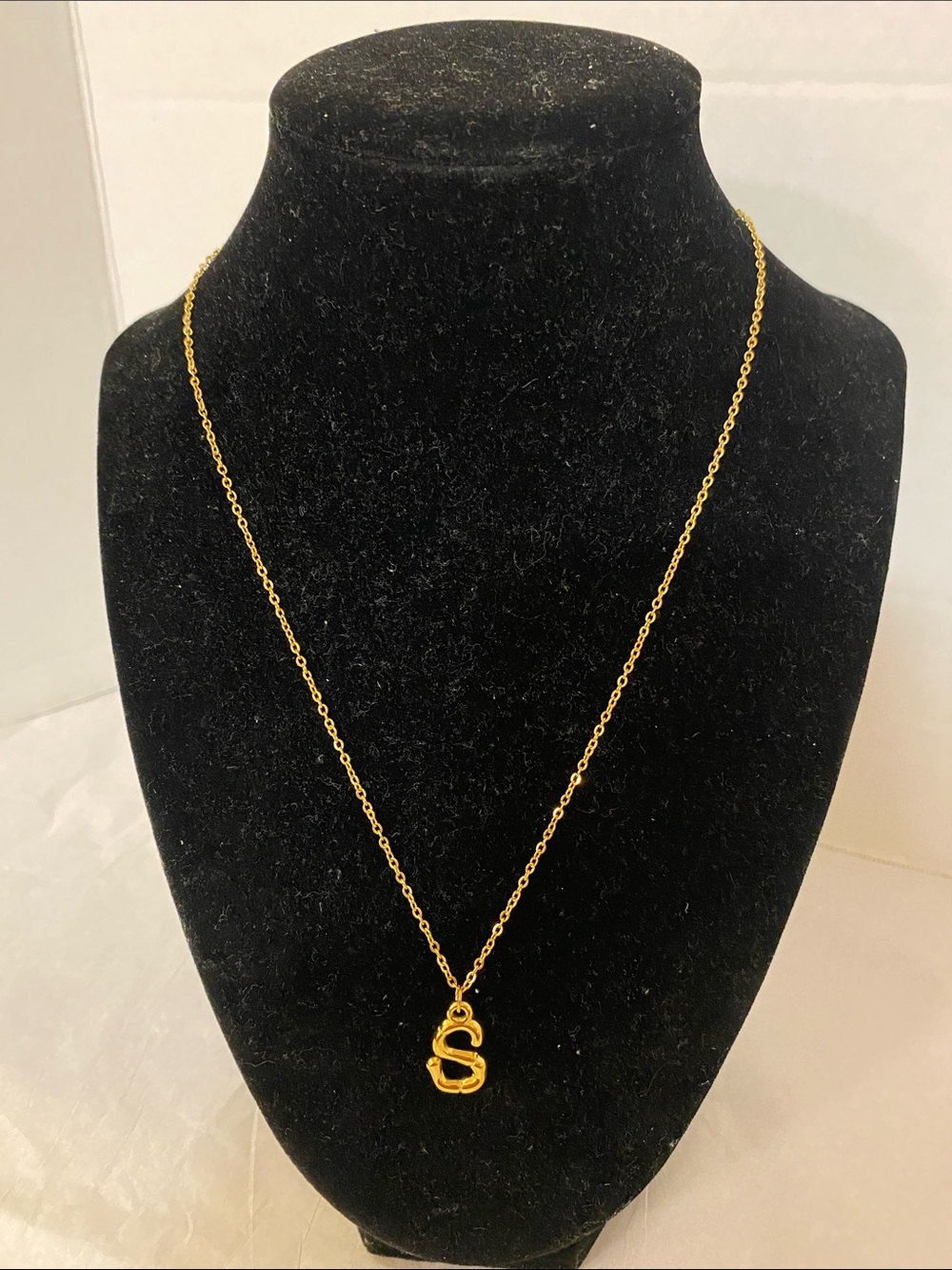 Gold Initial S Pendant Necklace for Women